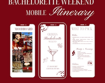 Las Vegas Bachelorette Itinerary Template: Mobile CANVA Design, Weekend Itinerary, Digital or Print