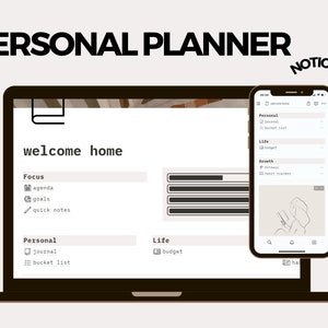 Personal Life Planner, Notion Template, Minimal Notion Dashboard, Daily, Weekly, Monthly Planner, Budget Template, Digital Notion Planner
