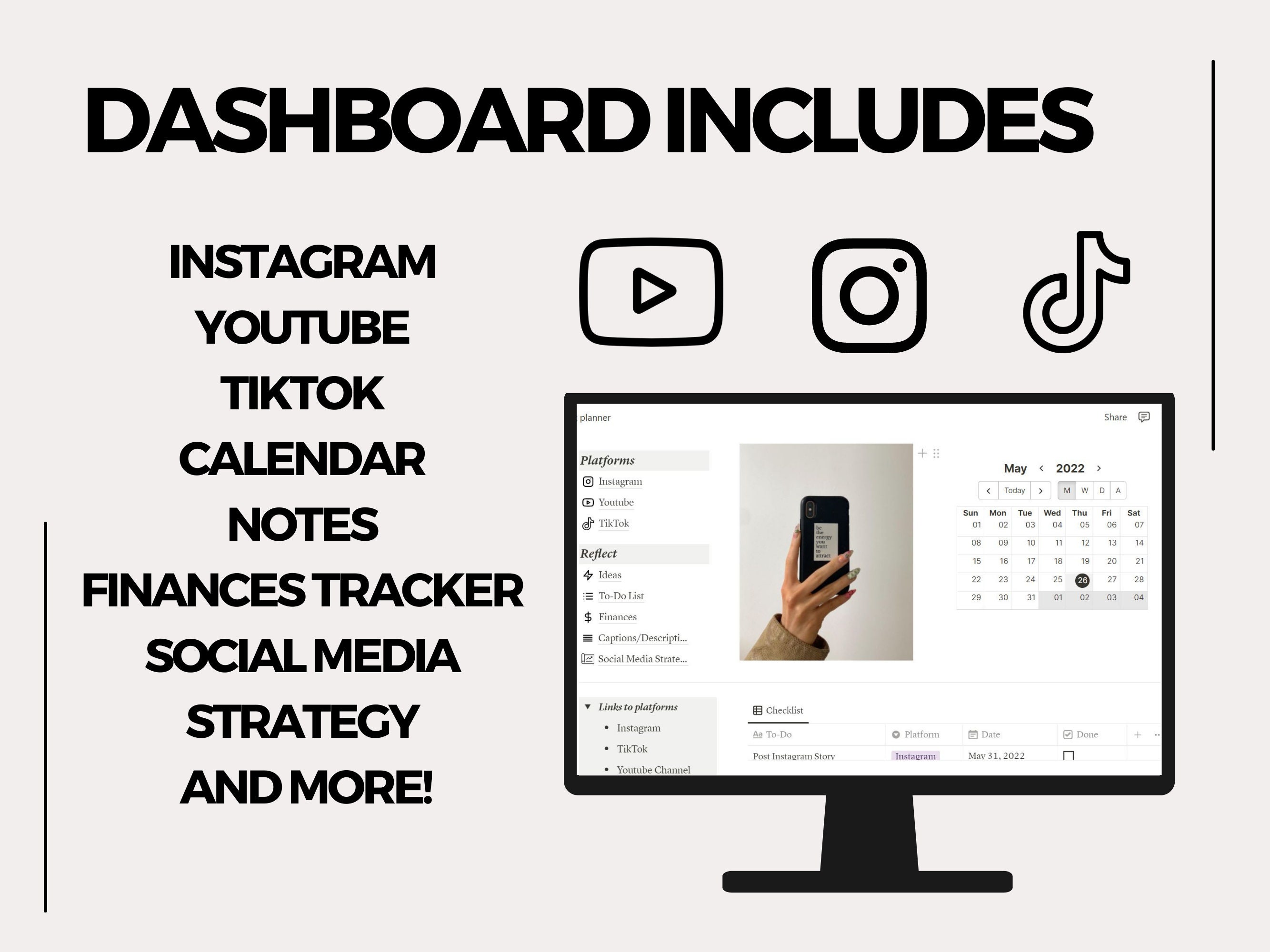 Content Planner Notion Template Social Media Digital Planner - Etsy