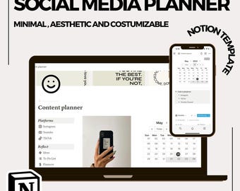 Notion Content Planner Template, Social Media & Influencer Calendar, Social Media Manager, Aesthetic Notion Content Planner