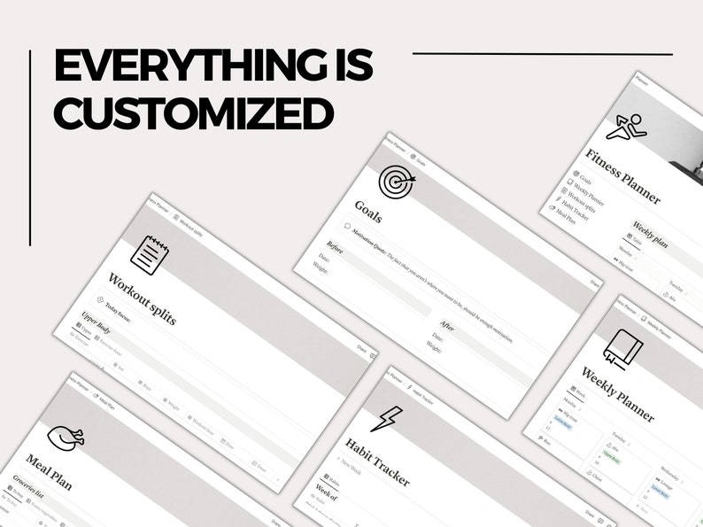 Notion Template Fitness Planner, Digital Fitness Planner, Notion
