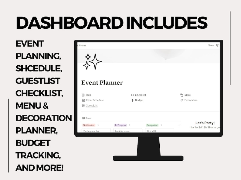 Notion Template Event Planner Digital Party Planner Notion Etsy Canada
