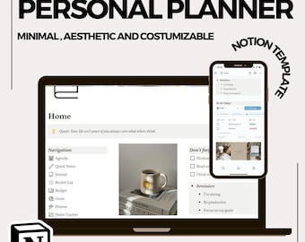 All-In-One Personal Life Planner Notion Template, Digital Dashboard