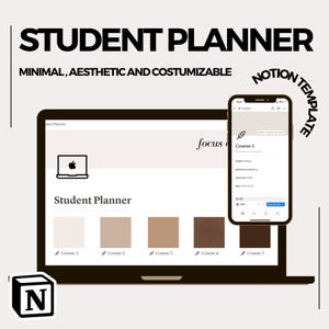 Student Planner Notion Template, School Planner for Student, Academic Planner, Digital College Planner, Notion Study Planner for University