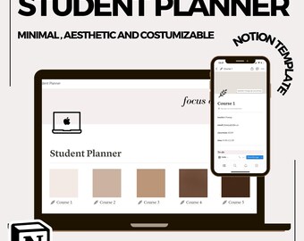 Notion Student Planner Template: Academic Study Organizer, Digital Download,  School Planner