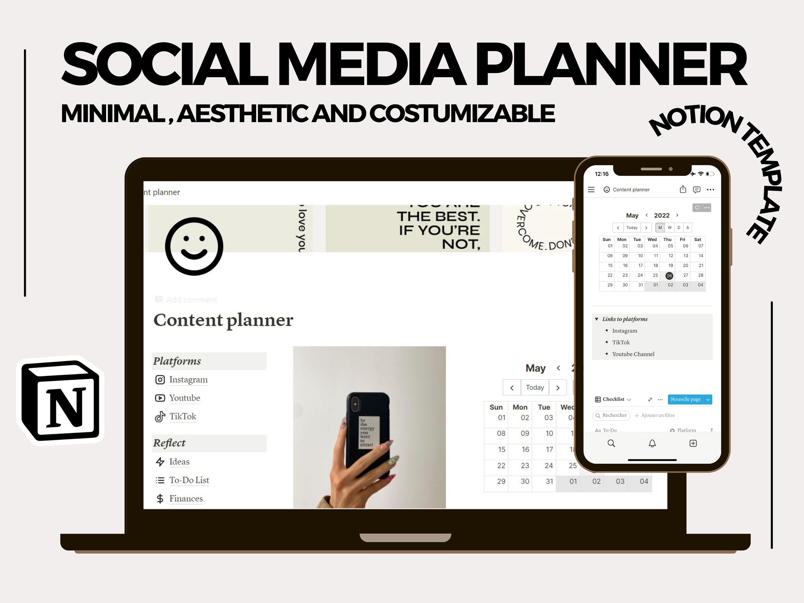Content Planner Notion Template Social Media Digital Planner - Etsy