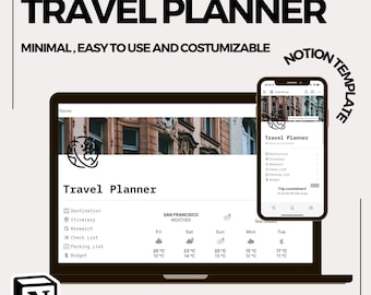 Notion Template Travel Planner: Itinerary & Budget, Digital Vacation Template