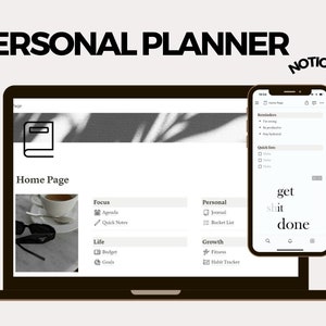 Notion Personal Life Planner, All In One Planner, Minimal Notion Template, Notion Editable Template, Daily Planner, Digital Notion Planner