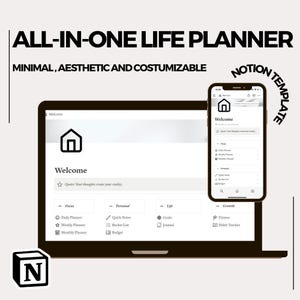 Notion Template All-In-One Planner, Personal Life Planner, Notion Personal Dashboard, Personal Digital Planner, Notion Aesthetic Template