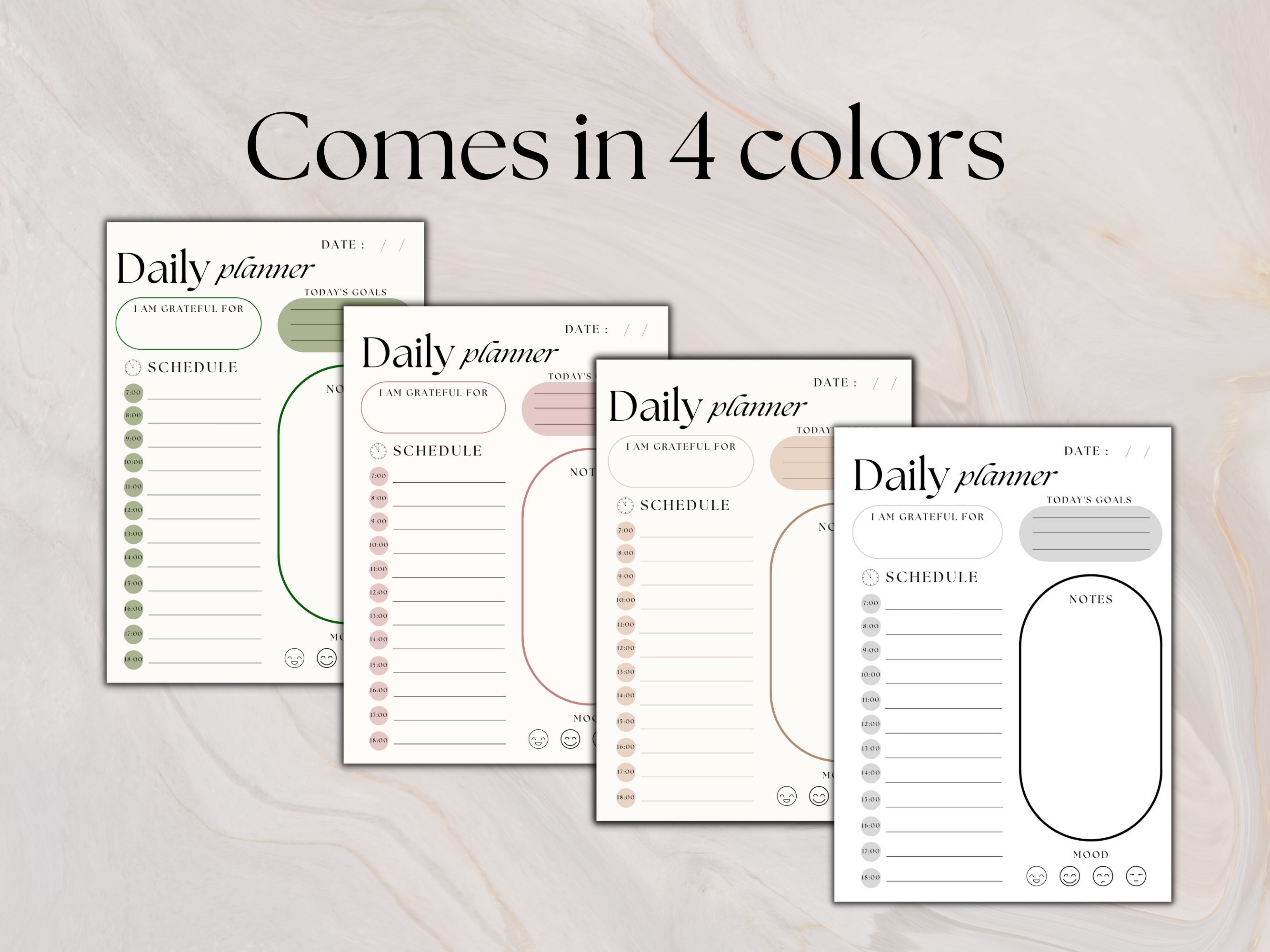 DAILY PLANNER Fillable Digital PDF, Undated Printable Planner, Daily ...