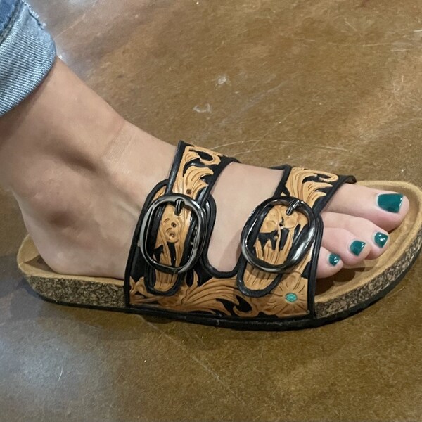 Cowhide Sandals Etsy