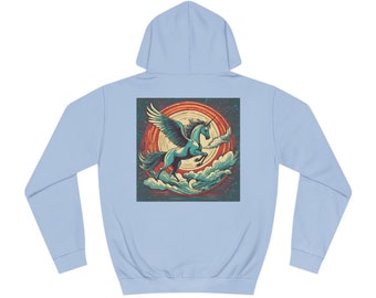 Mythical Pegasus Graphic Hoodie: Winged Horse Back Design
