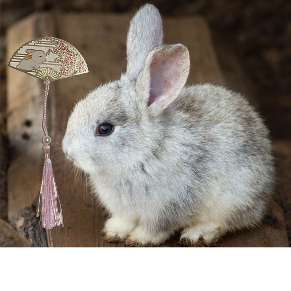 Kirschblüte Hase Metall Lesezeichen, Quaste Metall Lesezeichen, Kirschblüte Hase, Geschenkverpackung, Buch Zubehör, süßer Hase