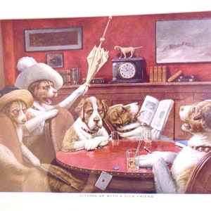 Set of 5 Dogs Playing Poker Prints by C. M. Coolidge