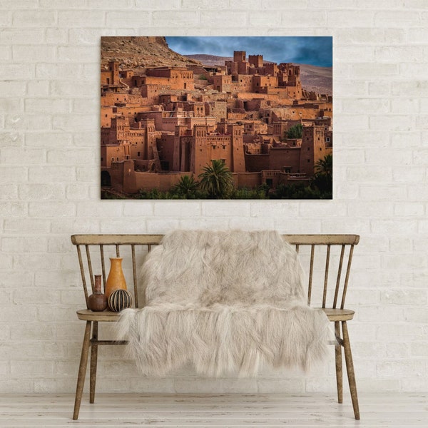 Village berbère marocain, Paysage amazigh d’Ait Ben Haddou, Art mural marocain, Impression d’art Boho, Impression Boho orientale, Téléchargement numérique