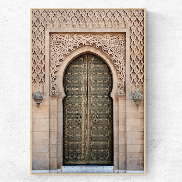 Photo imprimable d'une porte marocaine à Rabat, poster d'architecture islamique, art mural arabe | Art Bohème Oriental