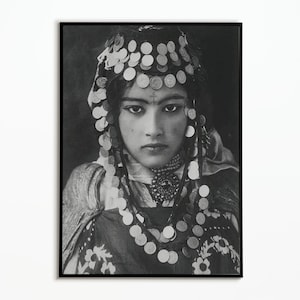 アマジグ ベルベル人女性の肖像画、アマジグ ベルベル人壁アート、アマジグ ブラックアート デコレーション、アマジグ ホームアート デコレーション、即時ダウンロード