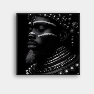 African Warrior Portrait: Tribal Home Decor Art (Digital Download)