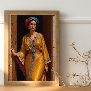 Portrait Amazigh Berber Moroccan Woman Painting, Traditional Moroccan Wall Art, Eclectic Art Print, Downloadable Digital Printable