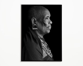 Printable African Art | Black Woman Traditional Jewelry Print | Cultural Portrait Wall Decor | Instant Download