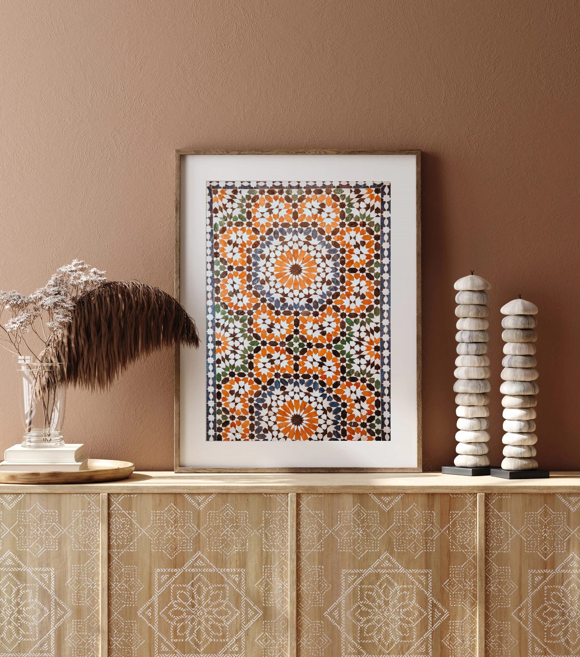 Moroccan Zellige Mosaic Decoration Moroccan Wall Art Boho Digital Art Print Oriental Bohemian Print Etsy