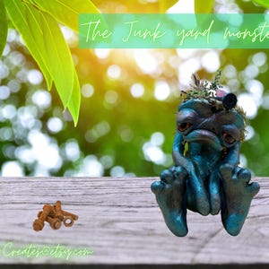 junk monster clay sculpture cute monster fantasy creature art doll creature one of a kind oak art doll handmade clay sculpture creepy cute