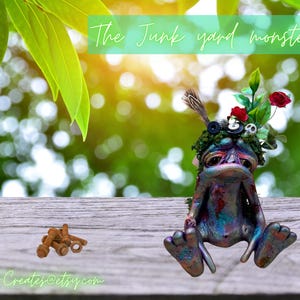 cute junk monster magical fantasy creature art doll creature one of a kind oak art doll handmade sculpture creepy cute clay sculpture