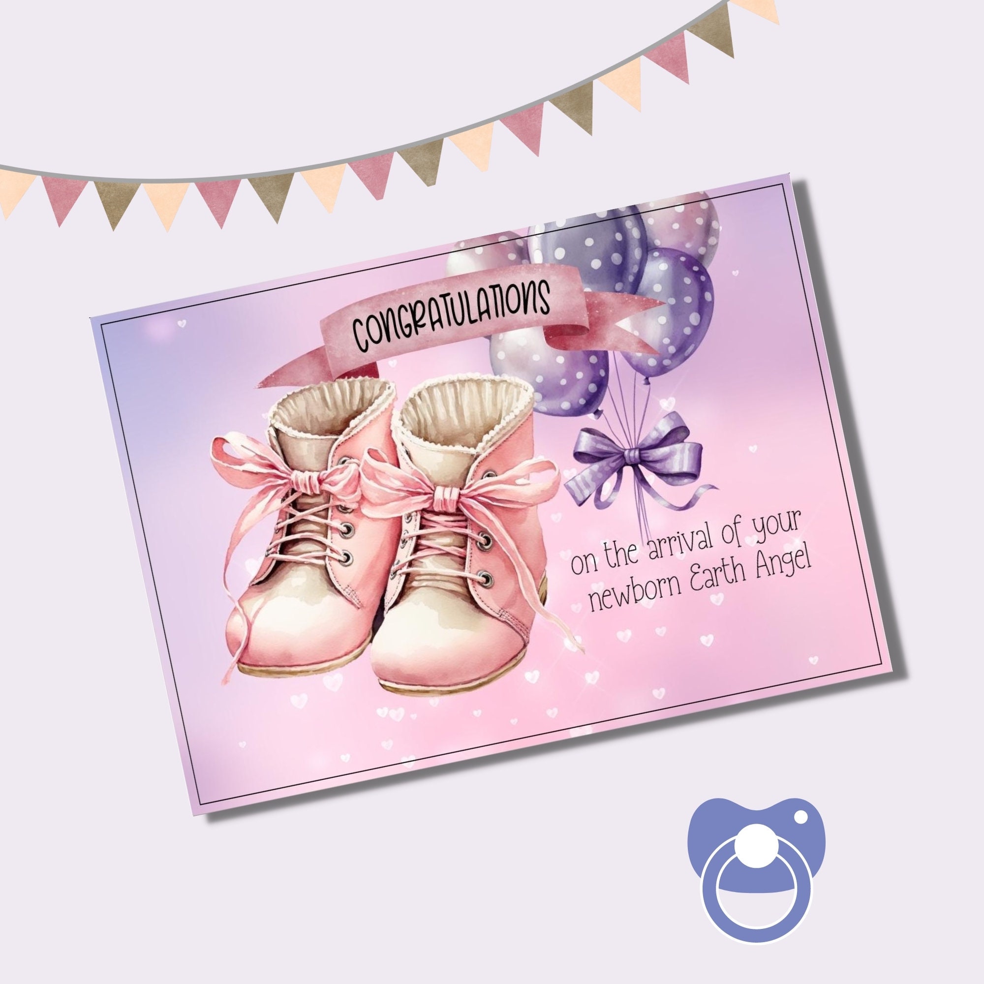 Printable Newborn Baby Girl Card, the New Arrival, Instant Download, Congratulations on Your ...