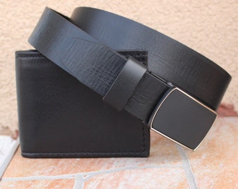 Belt and Wallet Set, Personalized Leather Belt and Wallet Set, Gift Box Set, Men's Gift Set