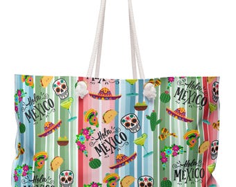 Mala de viagem temática do México: bolsa de viagem colorida, leve e ideal para levar a bordo.