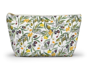 Italian Floral Accessory Bag: Travel Makeup Organizer, Make Up Bag, Italy Travel Bag, Craft Organizer, Jewelry Bag, Accessory Pouch, Italy