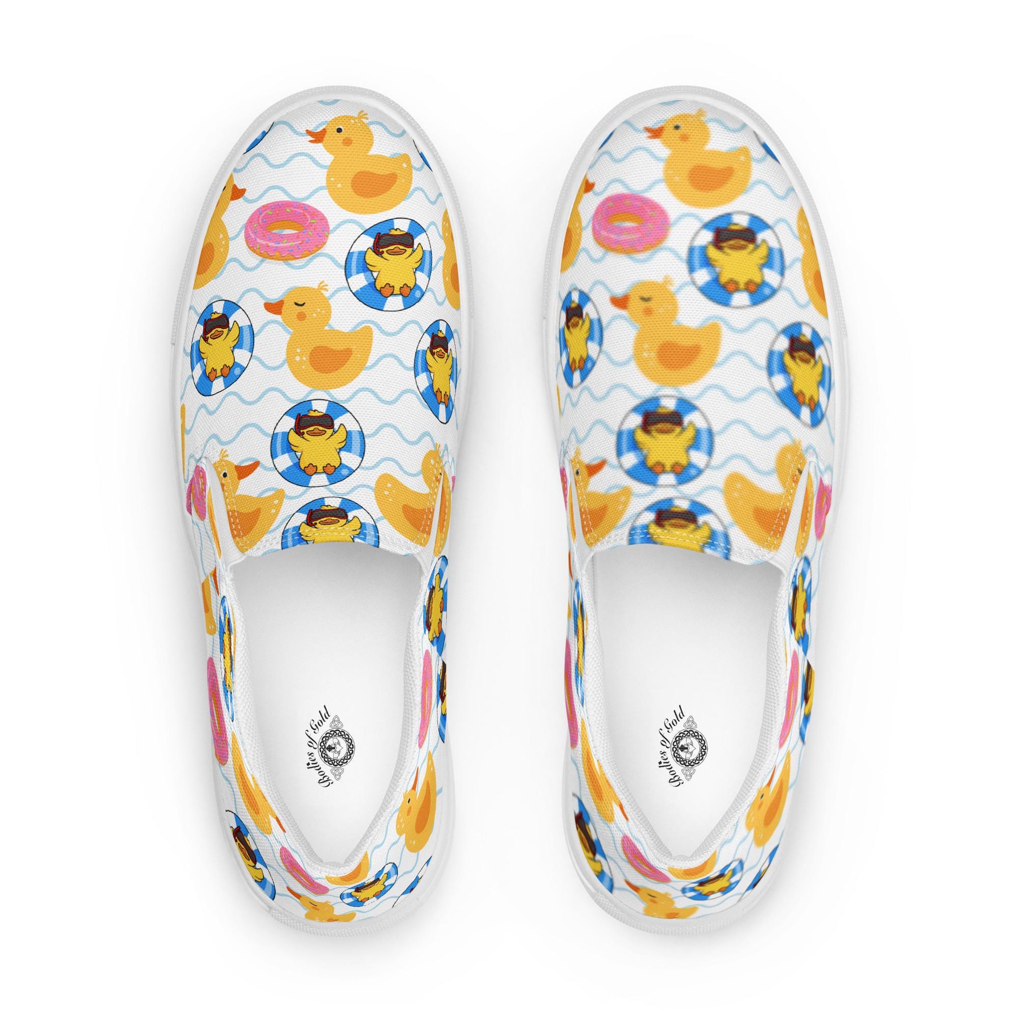 Women’s slip-on canvas shoe Ducks Waves Colorful Bright Sneaker Boat Shoe Canvas Sporty Sport Shoe Stylish Jeep Travel, Cruise Shoes Ducking