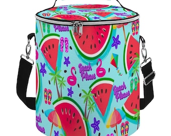 Watermelon Beach Cooler Bag – Insulated Camping Lunch Tote, Foldable Leakproof Picnic Bag, Unique Summer Cooler