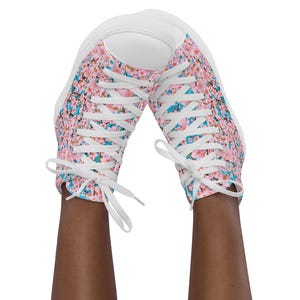 Women’s High Tops, Cherry Blossoms Blue, Canvas Sneaker, Sporty, Gym, Stylish, Cheerful, Travel Comfort, Cruise, Durable, Unique, Japanese