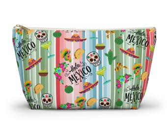 Mexican-Themed Accessory Pouch: Colorful Travel & Craft Bag, Make up, Mexico, sewing bag, Travel Organizer, Jewelry Bag, Hair Products