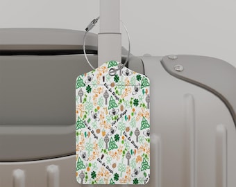 Ireland Faux Leather Luggage Tags | Set of 1, 2, or 4 Travel Tags with Metal Rings | Irish Travel Gift for Him or Her | Celtic Travel Access