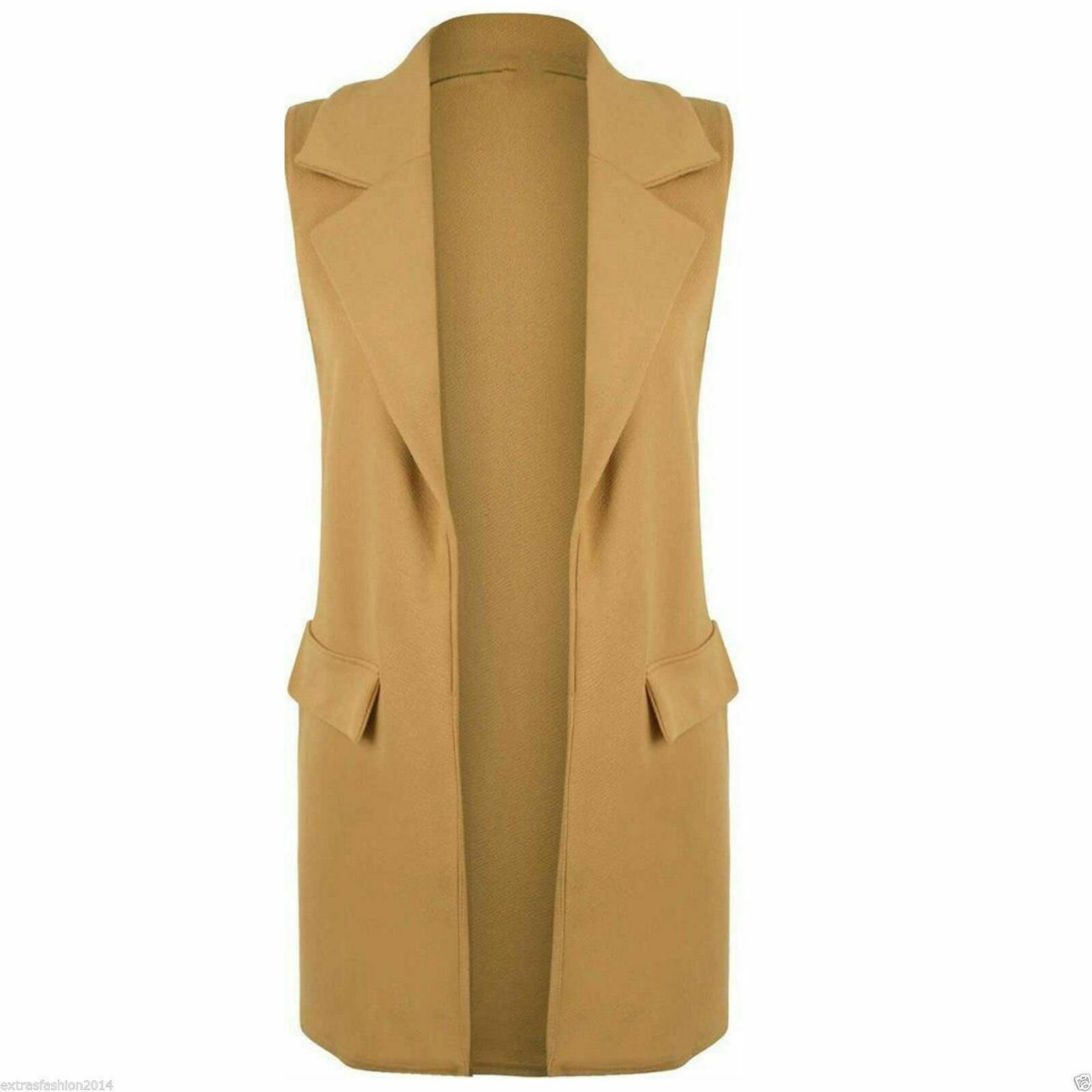 Womens Ladies Sleeveless Long Duster Coat Waistcoat Smart - Etsy