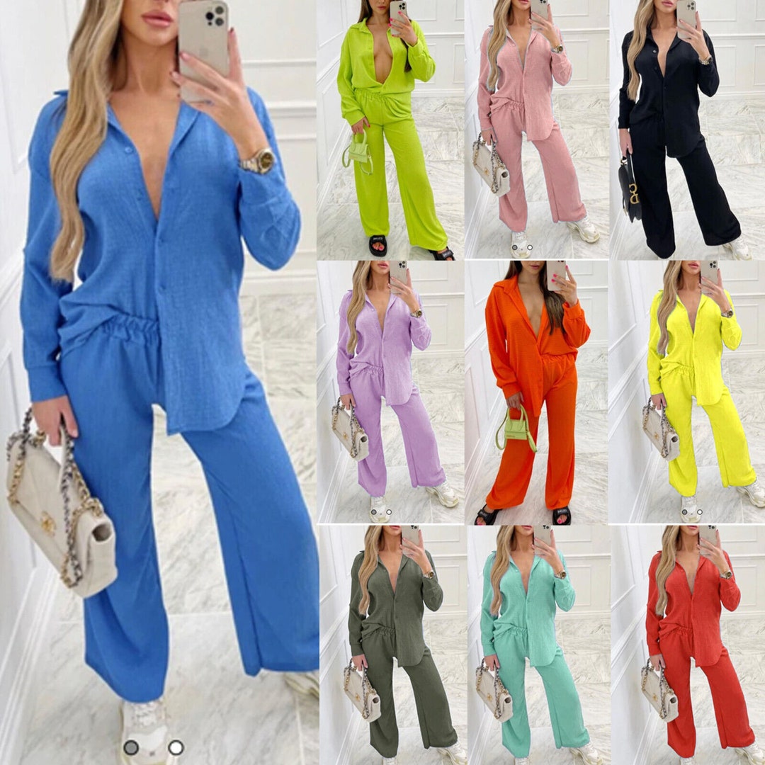 Women's Cheesecloth Shirt Flared Trouser Co Ord Ladies Etsy UK