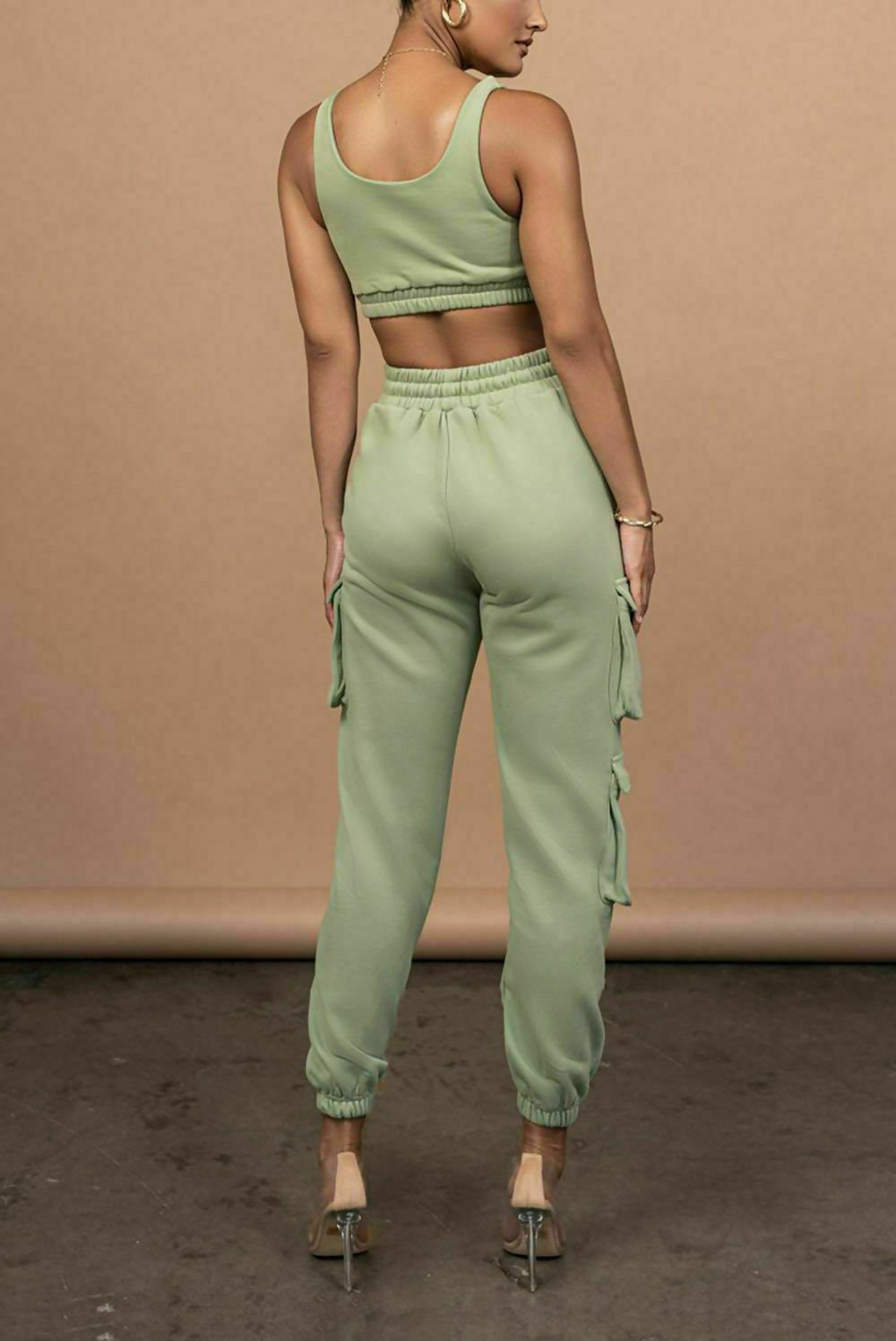 Women's 2 Piece Black crop zipper and joggers co-ord set