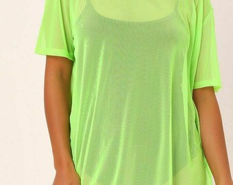 Womens Baggy Fit V Neck Top Ladies Turn Up Loose Batwing Oversized Tee Size 8-26 Womens Baggy Fit V Neck Top Ladies Turn Up Loose Batwing Oversized Tee Size 8-26