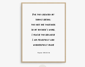 Fearfully and Wonderfully Made, Scripture Nursery Wall Art, Kids Identity Bible Verse, Christian baby shower gift, Minimalist nursery decor