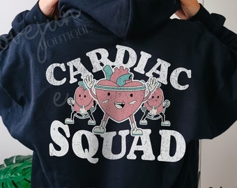 Cardiac Squad Hooded Sweatshirt, Cardiology Department Bulk Order Gifts, ER ED Emergency Nursing Nurse Grad Gift, Cardiac Tech
