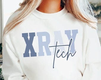 Xray Tech Crewneck Sweatshirt, RT Rad Tech X-ray Technologist Grad Gift for Her Radiology Department Uniform Shirt Tee