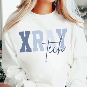 Xray Tech Crewneck Sweatshirt, RT Rad Tech X-ray Technologist Grad Gift for Her Radiology Department Uniform Shirt Tee