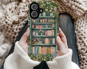 Overgrown Wildflower Books Bookish Case, Book Lover Phone Case, iPhone 13 14 15 16 Pro Max Case, Samsung 25 Google Pixel 9 Reader Gift