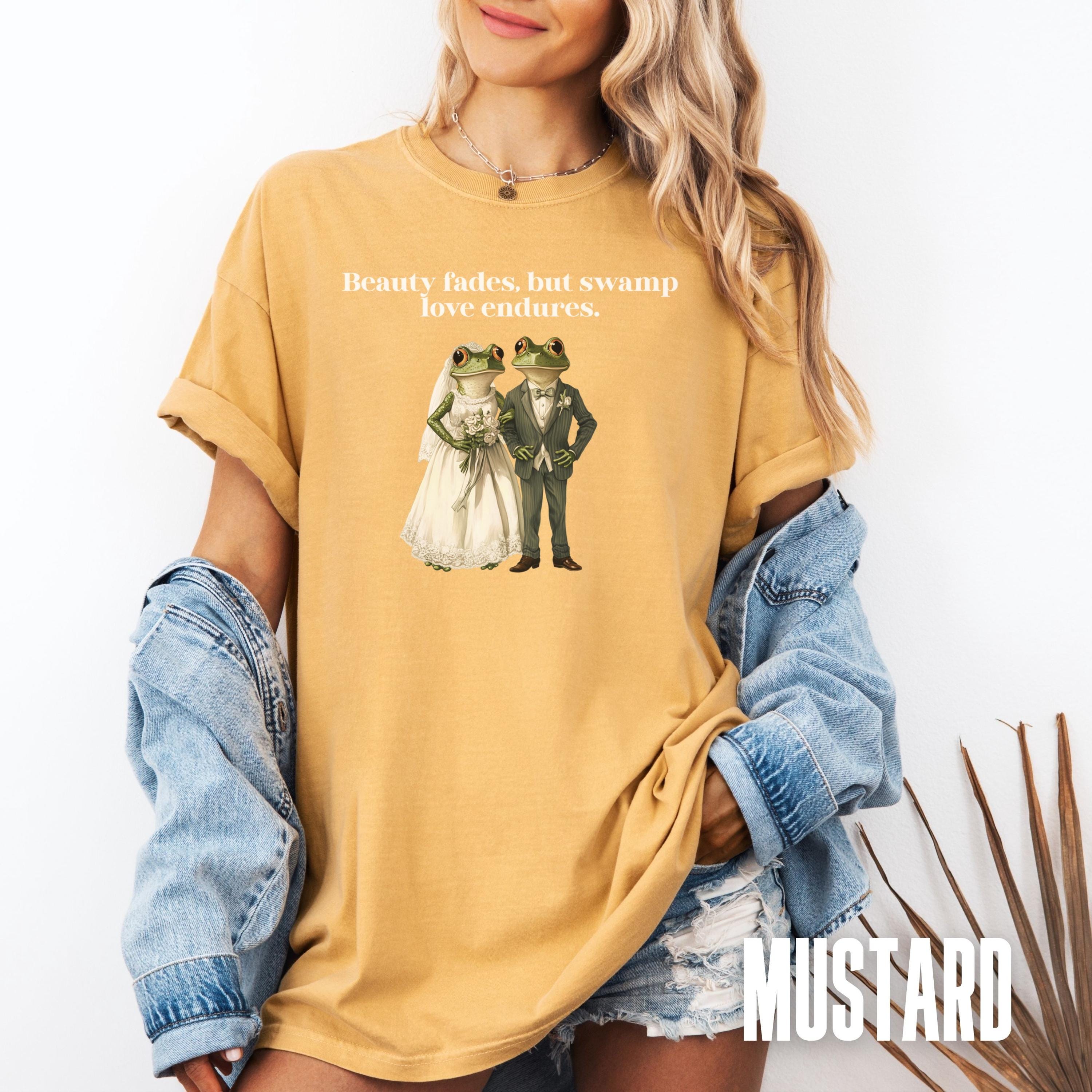 T-shirt Taille L - Motif 'Somewhere In The Jersey Swamps' Avec Guitares Et Grenouilles - Couleur Orange - Neuf Sans étiquettes