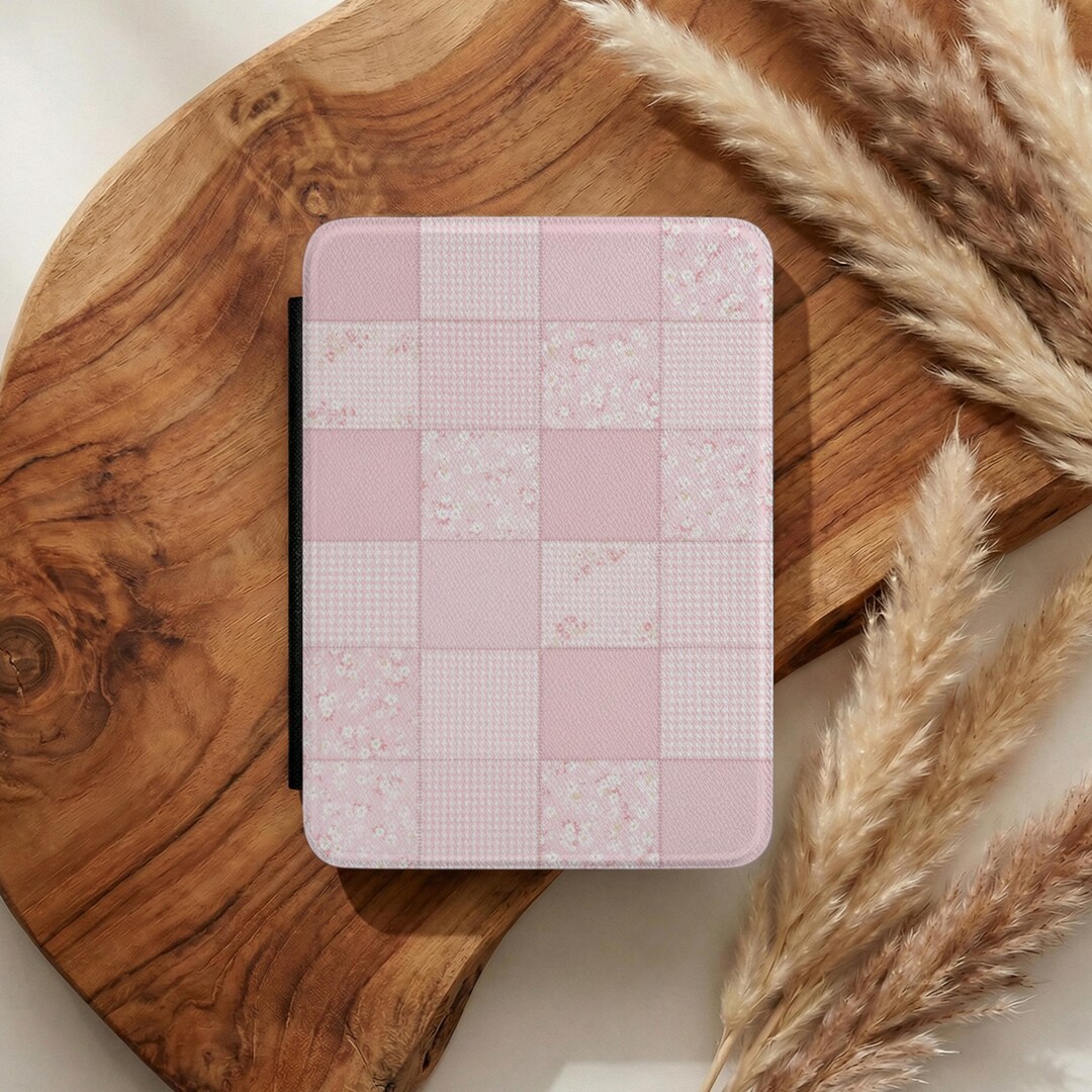 Faux Patchwork Baby Pink Floral Quilt Kindle Case | Protective E-reader ...