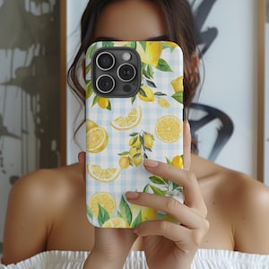 Coque pour iPhone 16 15 14 13 12 Pro Max, bleu citron, Italian Summer Vibes Farm Fresh, coques résistantes, coques Cottagecore pour les vacances Samsung Italie