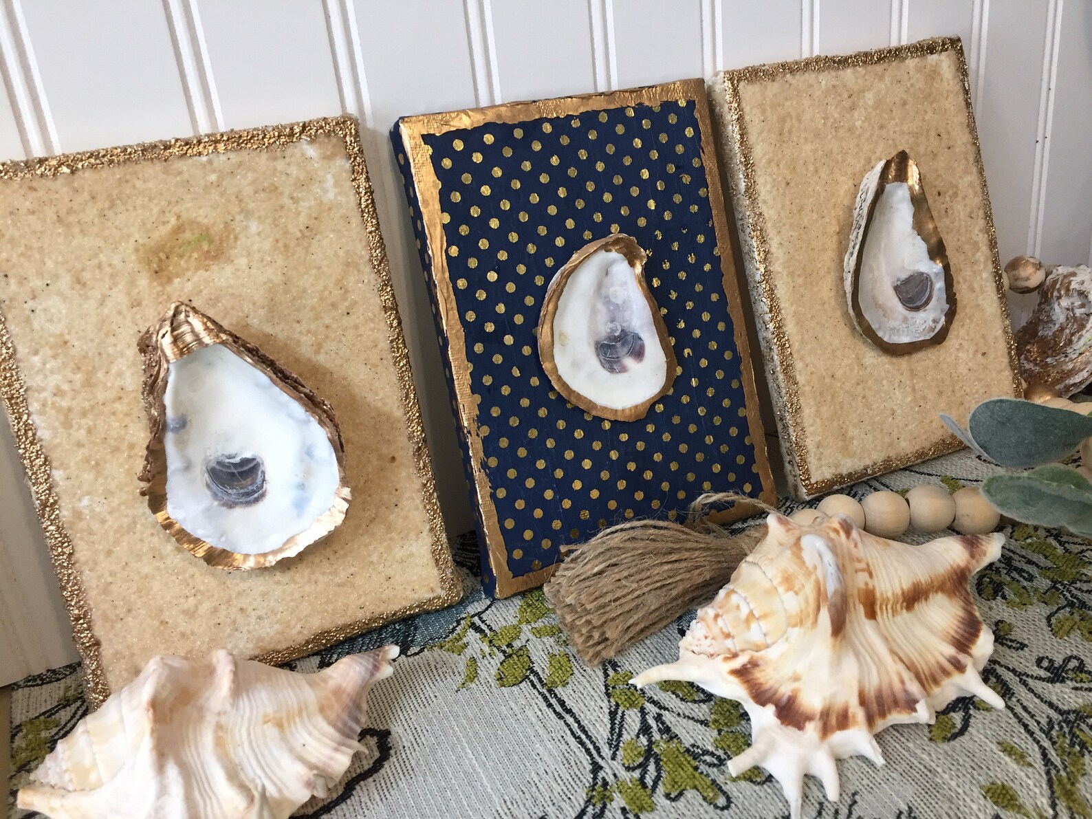 Gilded Oyster Shell on Canvas, Oyster Art, Oyster Shells, Coastal Home ...