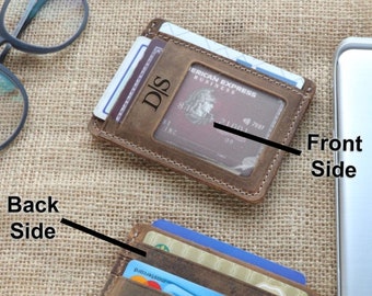 Custom Card Holder for CHRISTMAS 2024, Leather ID Card Wallet, Minimalist Credit Card Sleeve,Personalized Slim Card Case, Small Gift for Him